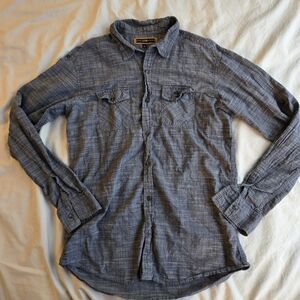 pd&c Men's casual button-down textured 100% cotton - navy heather